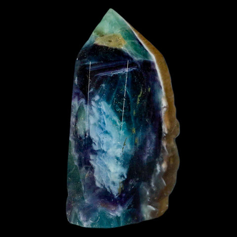 2.9" Rainbow Fluorite Crystal Mineral Specimen Natural Cut Polished Side Point Tower - Fossil Age Minerals