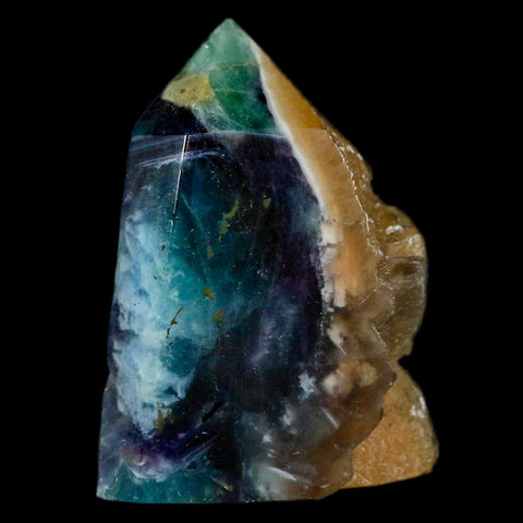 2.9" Rainbow Fluorite Crystal Mineral Specimen Natural Cut Polished Side Point Tower - Fossil Age Minerals