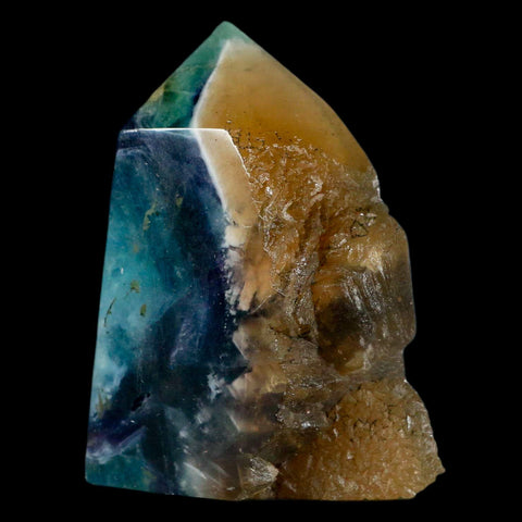 2.9" Rainbow Fluorite Crystal Mineral Specimen Natural Cut Polished Side Point Tower - Fossil Age Minerals