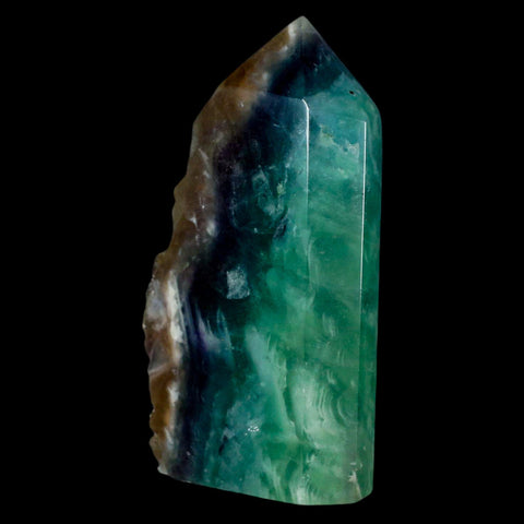 3.9" Rainbow Fluorite Crystal Mineral Specimen Natural Cut Polished Side Point Tower