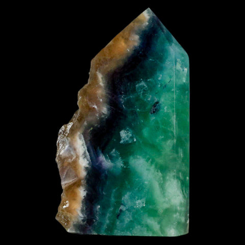 3.9" Rainbow Fluorite Crystal Mineral Specimen Natural Cut Polished Side Point Tower