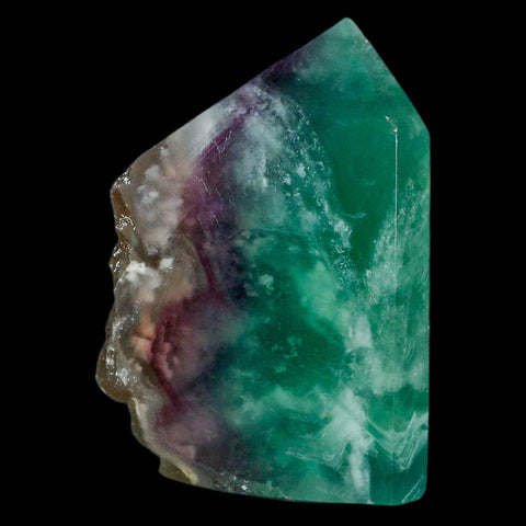 3.2" Rainbow Fluorite Crystal Mineral Specimen Natural Cut Polished Side Point Tower