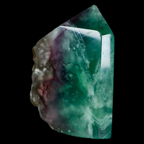 3.2" Rainbow Fluorite Crystal Mineral Specimen Natural Cut Polished Side Point Tower