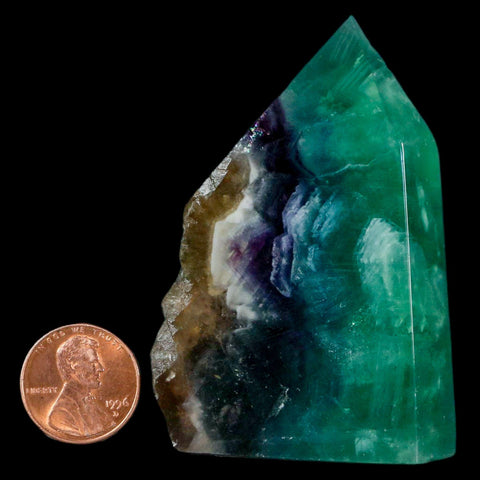 2.7" Rainbow Fluorite Crystal Mineral Specimen Natural Cut Polished Side Point Tower