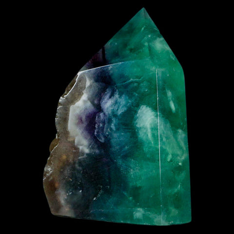 2.7" Rainbow Fluorite Crystal Mineral Specimen Natural Cut Polished Side Point Tower