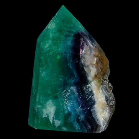 2.7" Rainbow Fluorite Crystal Mineral Specimen Natural Cut Polished Side Point Tower