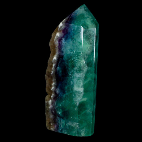 4.1" Rainbow Fluorite Crystal Mineral Specimen Natural Cut Polished Side Point Tower