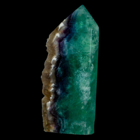 4.1" Rainbow Fluorite Crystal Mineral Specimen Natural Cut Polished Side Point Tower