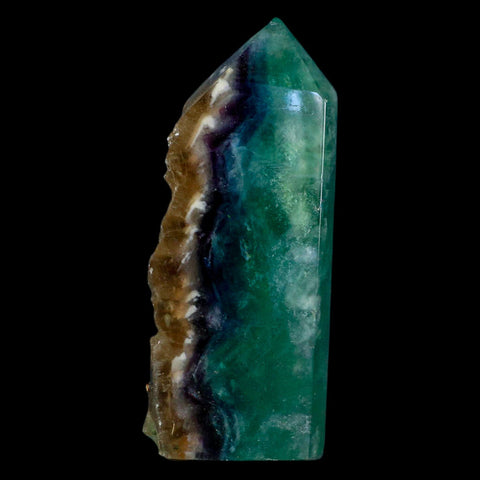 4.1" Rainbow Fluorite Crystal Mineral Specimen Natural Cut Polished Side Point Tower