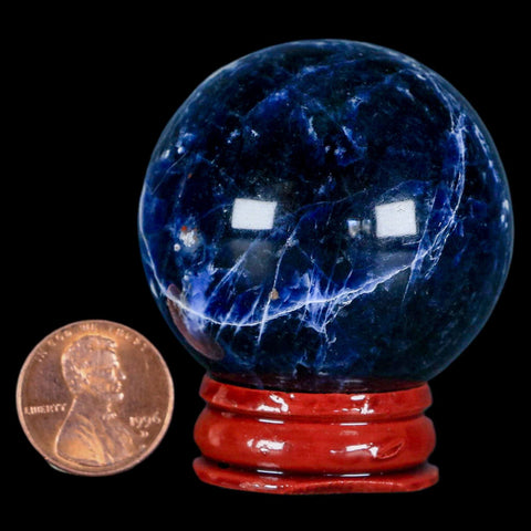 45MM Natural Blue Polished Sodalite Crystal Sphere Ball Orb Mineral Reiki Stand - Fossil Age Minerals