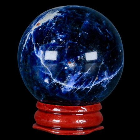 45MM Natural Blue Polished Sodalite Crystal Sphere Ball Orb Mineral Reiki Stand