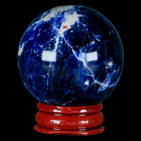 45MM Natural Blue Polished Sodalite Crystal Sphere Ball Orb Mineral Reiki Stand - Fossil Age Minerals