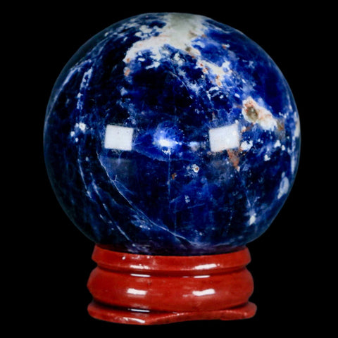 45MM Natural Blue Polished Sodalite Crystal Sphere Ball Orb Mineral Reiki Stand - Fossil Age Minerals