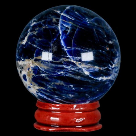 46MM Natural Blue Polished Sodalite Crystal Sphere Ball Orb Mineral Reiki Stand - Fossil Age Minerals