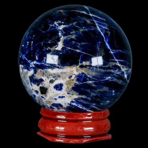 46MM Natural Blue Polished Sodalite Crystal Sphere Ball Orb Mineral Reiki Stand - Fossil Age Minerals