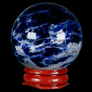 46MM Natural Blue Polished Sodalite Crystal Sphere Ball Orb Mineral Reiki Stand