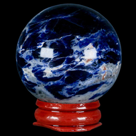 46MM Natural Blue Polished Sodalite Crystal Sphere Ball Orb Mineral Reiki Stand - Fossil Age Minerals