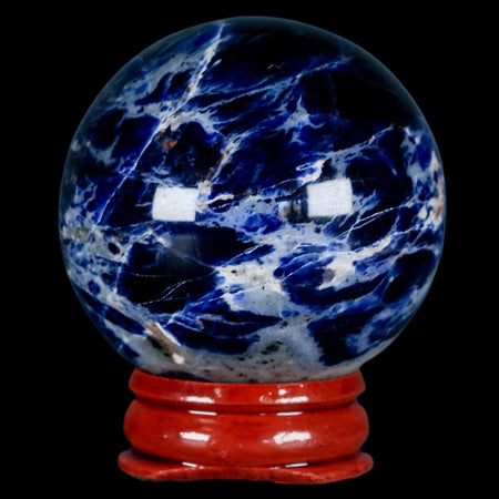 46MM Natural Blue Polished Sodalite Crystal Sphere Ball Orb Mineral Reiki Stand