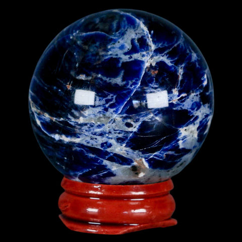 46MM Natural Blue Polished Sodalite Crystal Sphere Ball Orb Mineral Reiki Stand - Fossil Age Minerals