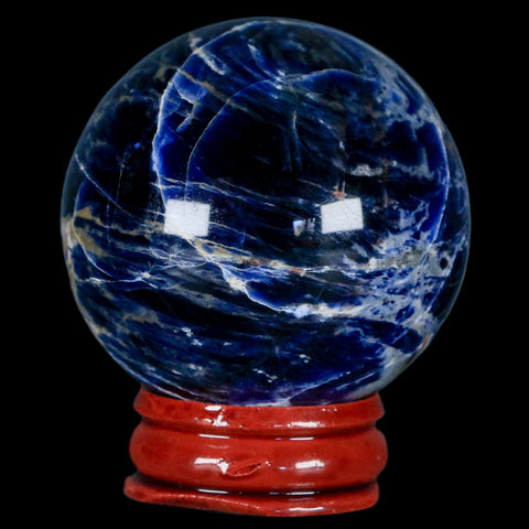 46MM Natural Blue Polished Sodalite Crystal Sphere Ball Orb Mineral Reiki Stand - Fossil Age Minerals