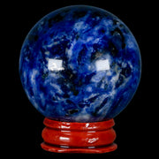 48MM Natural Blue Polished Sodalite Crystal Sphere Ball Orb Mineral Reiki Stand