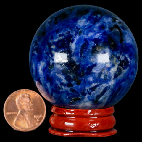 48MM Natural Blue Polished Sodalite Crystal Sphere Ball Orb Mineral Reiki Stand - Fossil Age Minerals