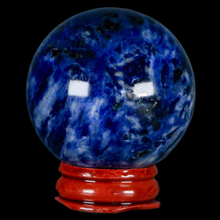 48MM Natural Blue Polished Sodalite Crystal Sphere Ball Orb Mineral Reiki Stand