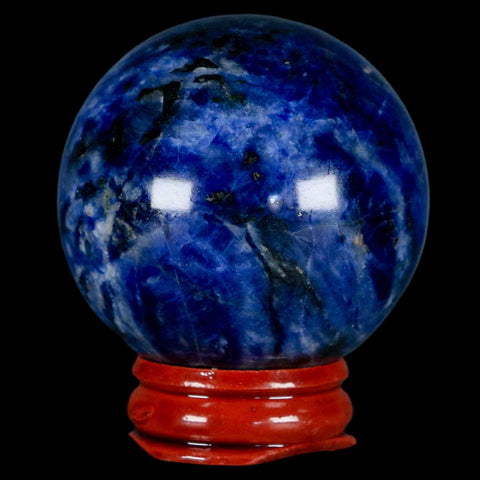 48MM Natural Blue Polished Sodalite Crystal Sphere Ball Orb Mineral Reiki Stand - Fossil Age Minerals