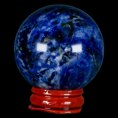 48MM Natural Blue Polished Sodalite Crystal Sphere Ball Orb Mineral Reiki Stand - Fossil Age Minerals