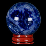 47MM Natural Blue Polished Sodalite Crystal Sphere Ball Orb Mineral Reiki Stand