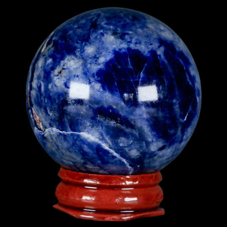 47MM Natural Blue Polished Sodalite Crystal Sphere Ball Orb Mineral Reiki Stand