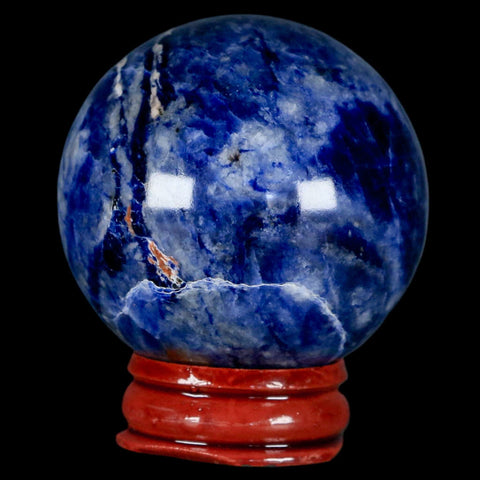 47MM Natural Blue Polished Sodalite Crystal Sphere Ball Orb Mineral Reiki Stand - Fossil Age Minerals