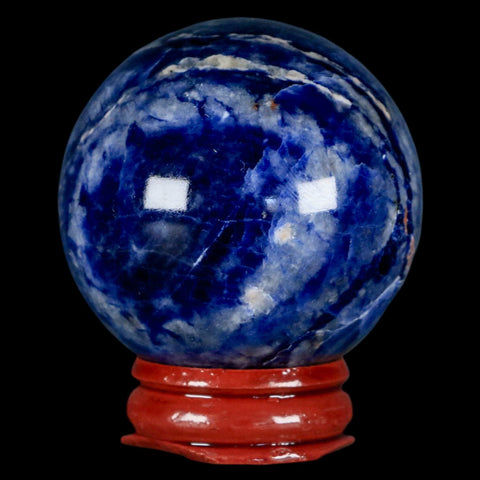 47MM Natural Blue Polished Sodalite Crystal Sphere Ball Orb Mineral Reiki Stand - Fossil Age Minerals