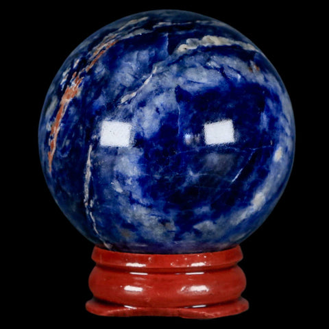 47MM Natural Blue Polished Sodalite Crystal Sphere Ball Orb Mineral Reiki Stand - Fossil Age Minerals