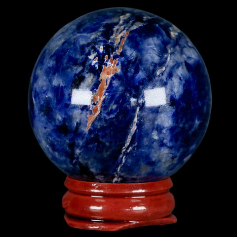 47MM Natural Blue Polished Sodalite Crystal Sphere Ball Orb Mineral Reiki Stand - Fossil Age Minerals