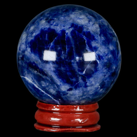 47MM Natural Blue Polished Sodalite Crystal Sphere Ball Orb Mineral Reiki Stand - Fossil Age Minerals