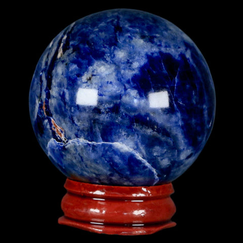 47MM Natural Blue Polished Sodalite Crystal Sphere Ball Orb Mineral Reiki Stand - Fossil Age Minerals