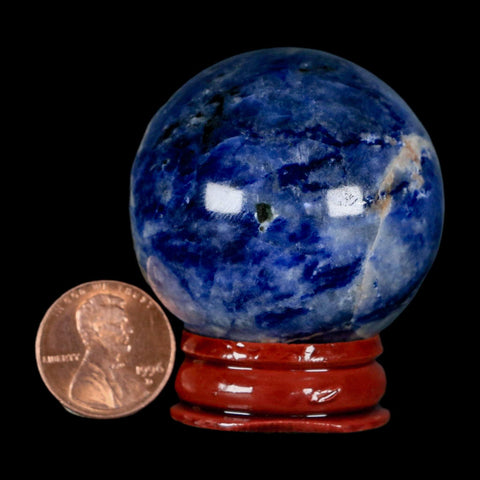 43MM Natural Blue Polished Sodalite Crystal Sphere Ball Orb Mineral Reiki Stand - Fossil Age Minerals