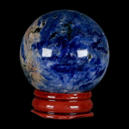 43MM Natural Blue Polished Sodalite Crystal Sphere Ball Orb Mineral Reiki Stand