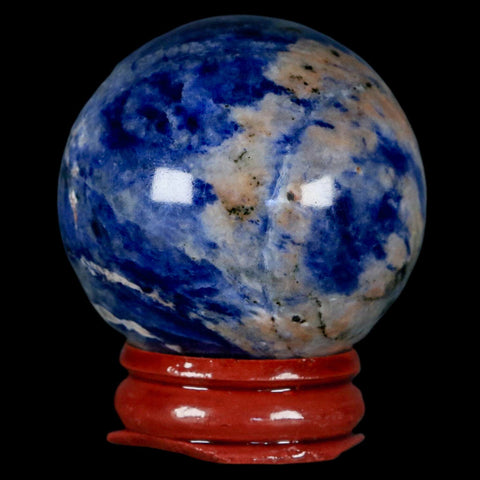 43MM Natural Blue Polished Sodalite Crystal Sphere Ball Orb Mineral Reiki Stand - Fossil Age Minerals