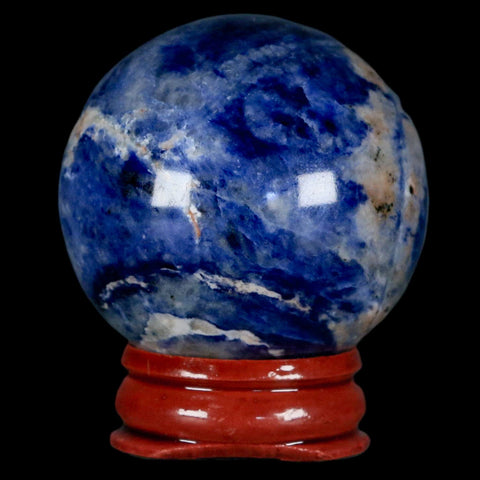 43MM Natural Blue Polished Sodalite Crystal Sphere Ball Orb Mineral Reiki Stand - Fossil Age Minerals