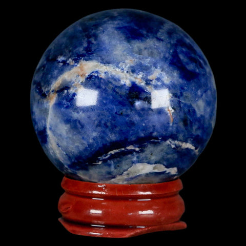 43MM Natural Blue Polished Sodalite Crystal Sphere Ball Orb Mineral Reiki Stand - Fossil Age Minerals