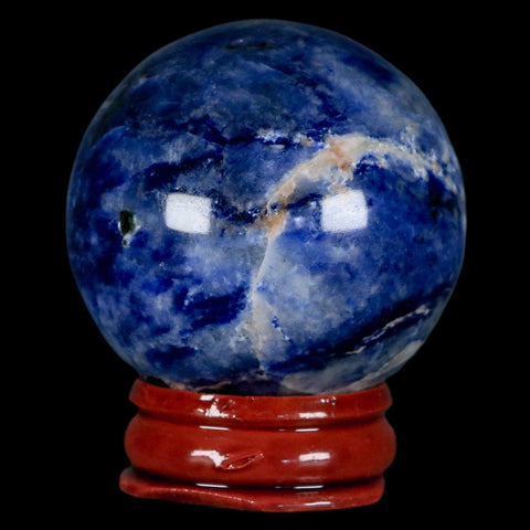 43MM Natural Blue Polished Sodalite Crystal Sphere Ball Orb Mineral Reiki Stand - Fossil Age Minerals