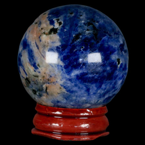 43MM Natural Blue Polished Sodalite Crystal Sphere Ball Orb Mineral Reiki Stand - Fossil Age Minerals