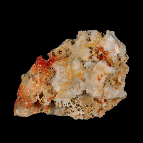 3.3" Sparkly Orange Vanadinite Crystals White Barite Blades Mineral Mabladen Morocco - Fossil Age Minerals