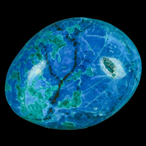 1.6" Chrysocolla Palm Stone Polished Free Form Blue And Teal Color Location Peru - Fossil Age Minerals