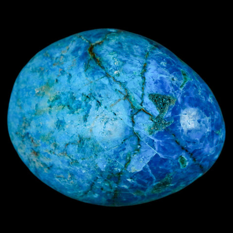 1.6" Chrysocolla Palm Stone Polished Free Form Blue And Teal Color Location Peru - Fossil Age Minerals