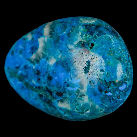 1.5" Chrysocolla Palm Stone Polished Free Form Blue And Teal Color Location Peru - Fossil Age Minerals