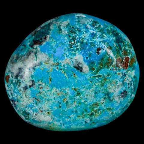 1.7" Chrysocolla Palm Stone Polished Free Form Blue And Teal Color Location Peru - Fossil Age Minerals