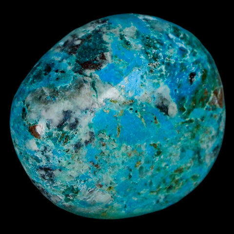 1.7" Chrysocolla Palm Stone Polished Free Form Blue And Teal Color Location Peru - Fossil Age Minerals